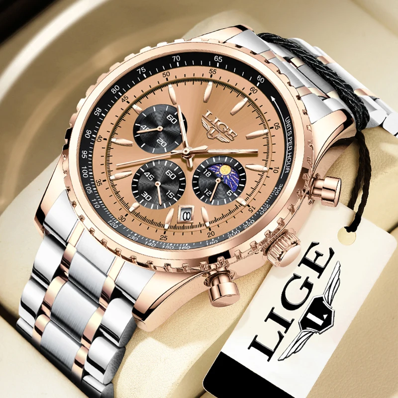 Relogio Masculino LUIK Nieuw herenhorloge met volledig stalen waterdicht lichtgevend quartz horloge voor heren Mode militaire datum chronograaf