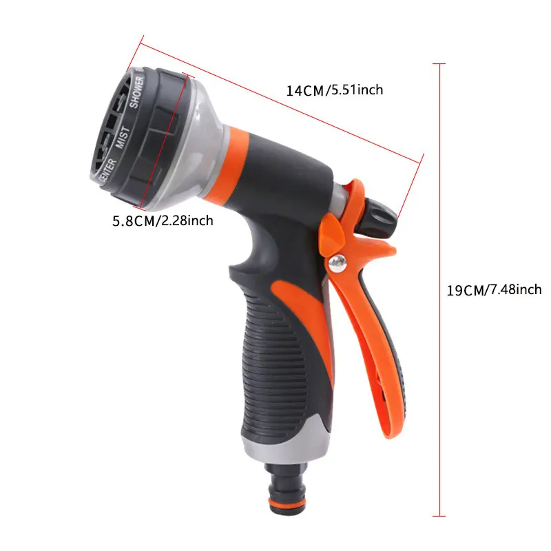 Adjustable Garden Hose Nozzle, 8 Spray Modes, High Pressure Sprayer for Lawn & Car Cleaning, Durable Outdoor Use