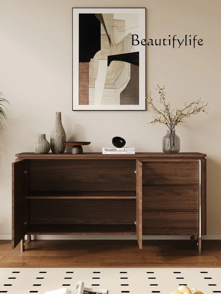 Q O Medieval Style All Solid Wood Dining Side Cabinet Walnut Partition Retro New Chinese Style Living Room Storage Household