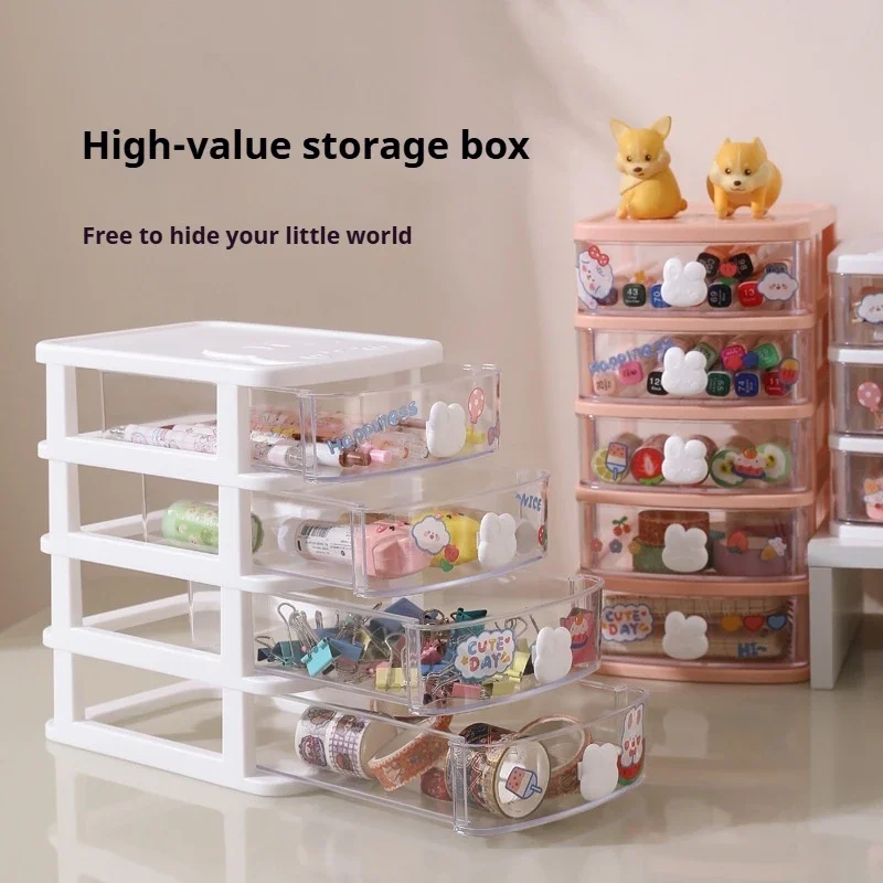 

2/3/4/5 Layer Desktop Storage Organizer Home Storage Cosmetic Transparent Storage Box Student Desktop Stationery Organize Drawer