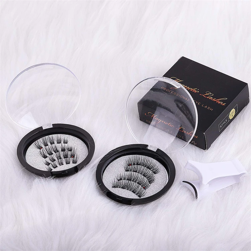 Hochwertiges, antiempfindliches, weiches, bequemes Chemiefaser-4-Magnete, wiederverwendbares und leichtes V-Wimpernzangen-Set