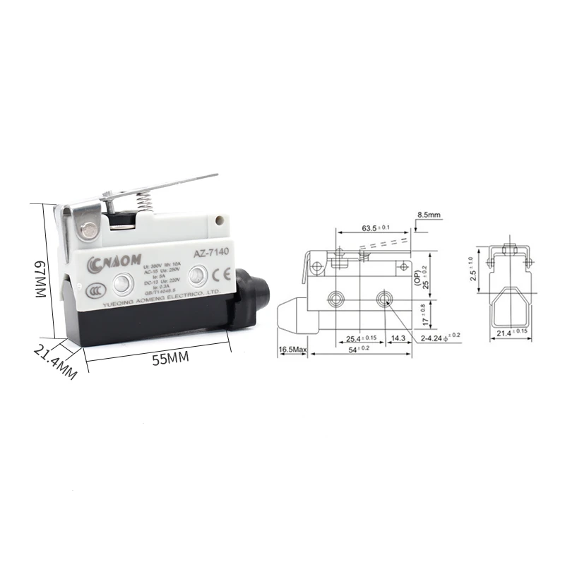 AZ-7312/7311 AZ-7121 AZ-7100 TZ-7141 Waterproof Micro Switch Travel Limit Switch Straight 90degree Roller Lever 10A 380VAC200VDC