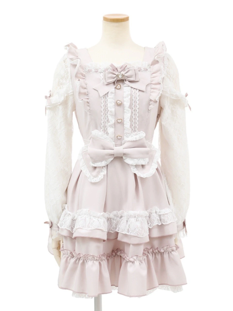 Japanse Stijl Liz In Massa Geproduceerde Kanten Strapless Lange Mouw Strik Lolita Jurk Lente Zomer Meisje Dames Lint Cakelaag Jurk