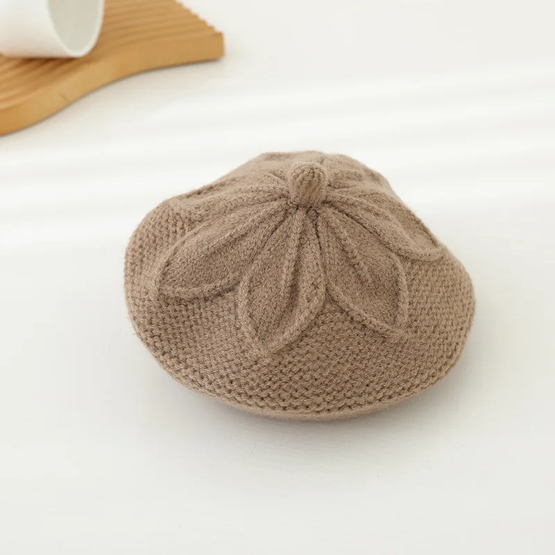 Knitted Beret Hat for Baby Hair Accessories Solid Candy Color Painter Cap for Girl Kids Bonnet Children Warm Hats 1-6M