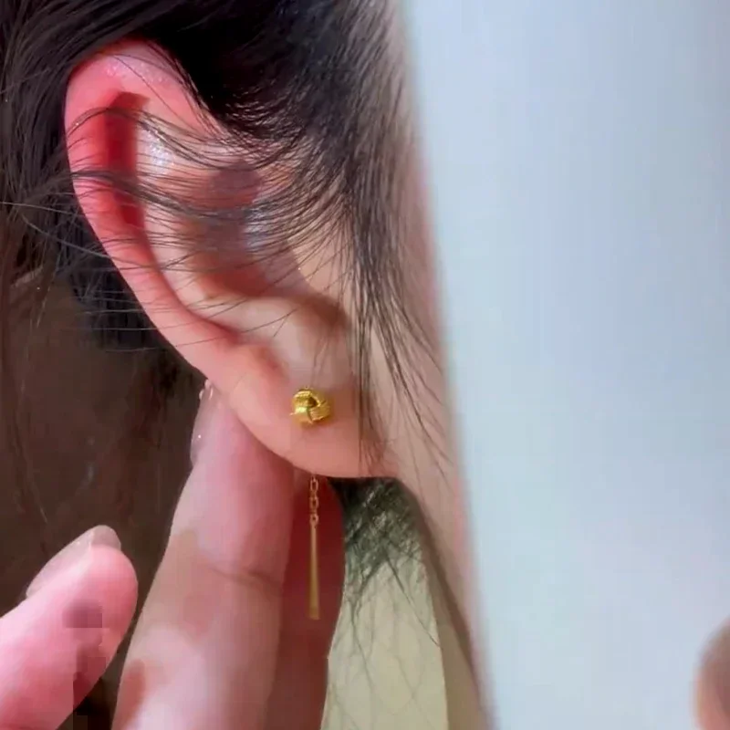 Simple Golden Ruyi Earrings 2025 New Style Niche Light Luxury Texture Versatile Exquisite Sweet Earrings Earrings