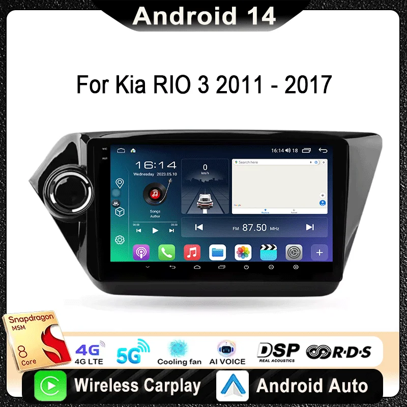 

Android 14 Car Radio For Kia RIO 3 4 2011 2012 2013 2014 - 2016 Navigation GPS Multimedia Video Player Stereo WiFi+4G Carplay