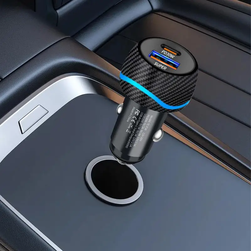 Cell Phone Automobile Chargers Automobile Phone Charger 60W With Two Charging Ports Automobile Charger Plug For Driving Recorder