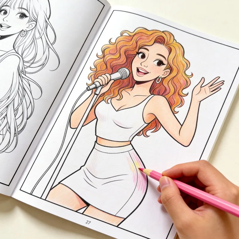 A Coloring Book Featuring Female Celebrity Characters Stress-relieving and Fun Doodling Album 32 Blank Characters for Coloring