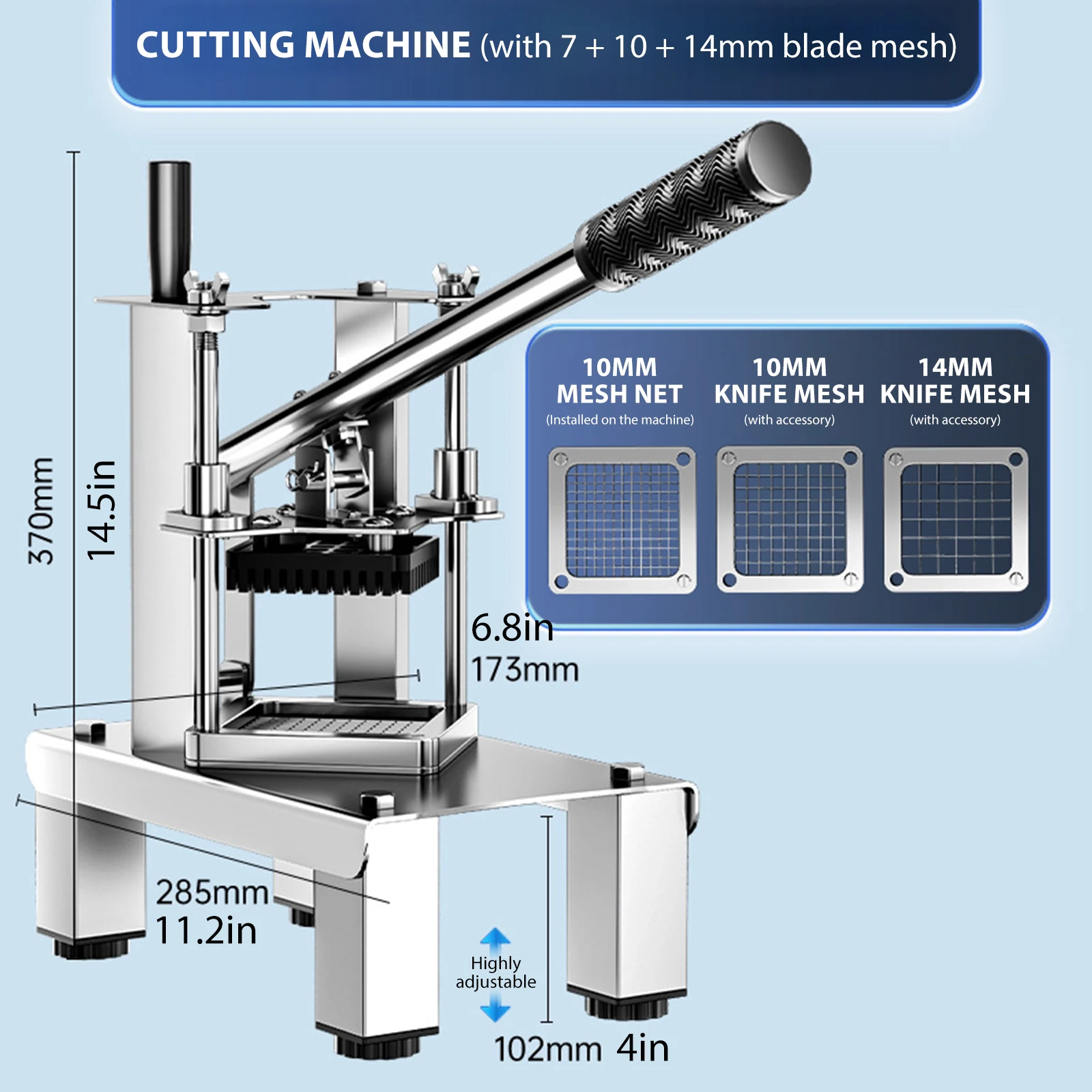 ステンレス鋼 7/10/14 ミリメートルブレード商業野菜果物ヘビーデューティプロフェッショナル食品ダイサーフレンチフライカッターオニオンスライサー
