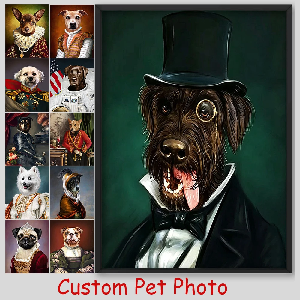 Vintage Renaissance Oil Painting Custom Male Female Pet Portrait Prints,Personalized Dog & Cat Poster,Pet Lover Home Decor Gift