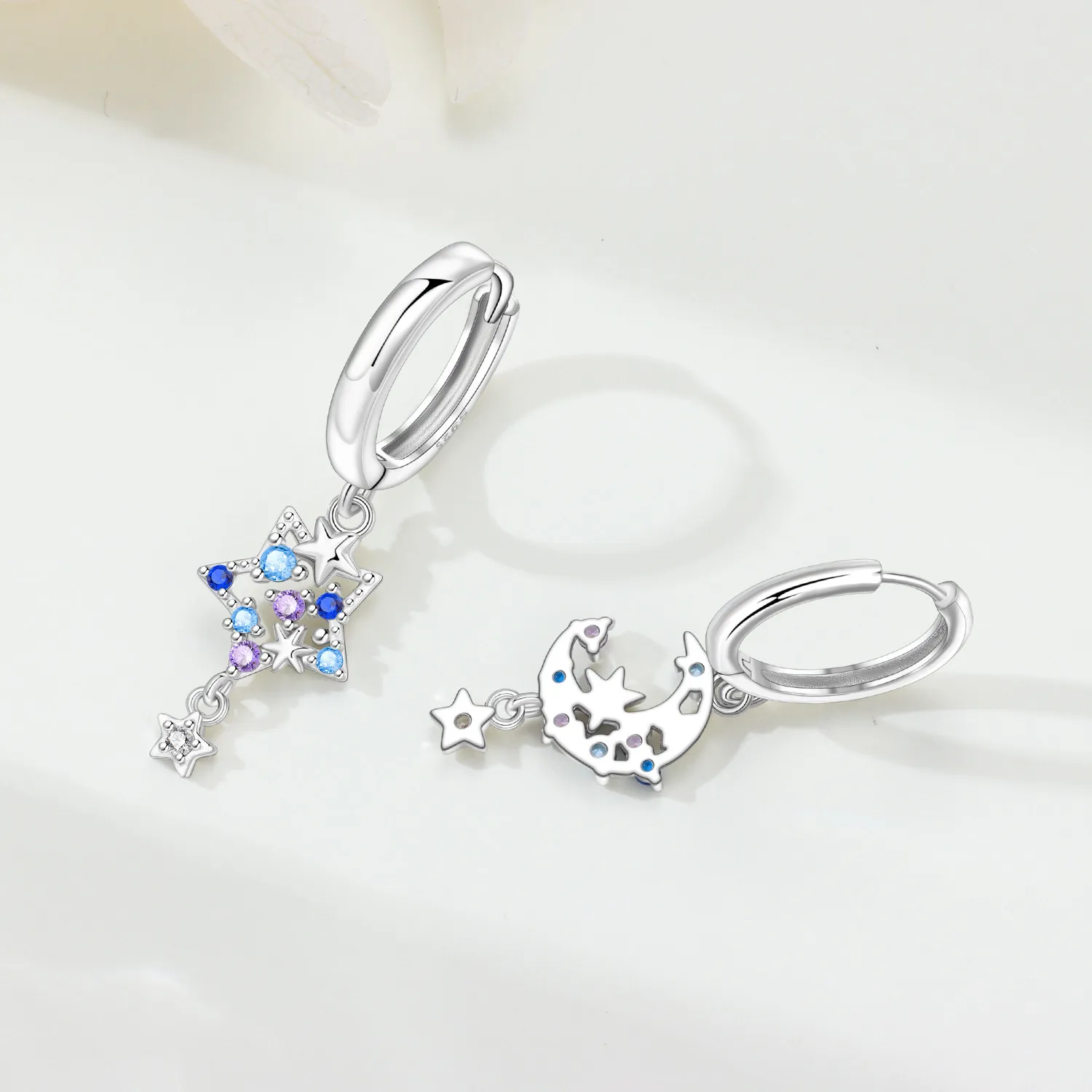 

PANPOKI стерлингового серебра 925 пробы, блестящие серьги со звездным луной, оригинальные ювелирные изделия, серьги-капли, ювелирные изделия, вечерние, юбилейные, модные подарки