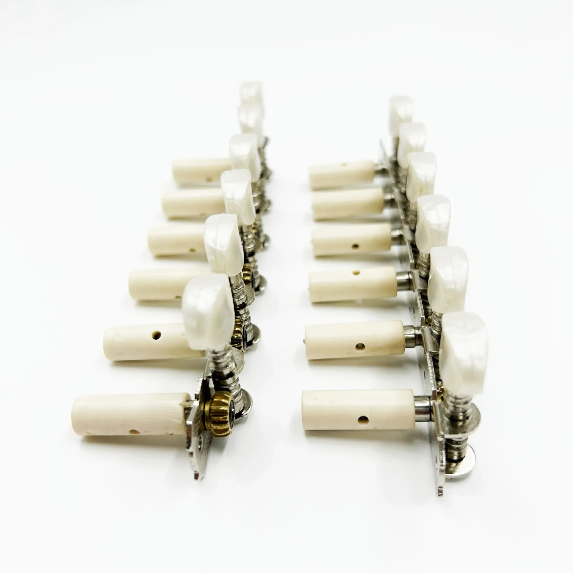 A Set of 6-Unit 12-String Guitar Tuners Small Round Head Plastic Post Tuning Pegs Machine Heads Silver