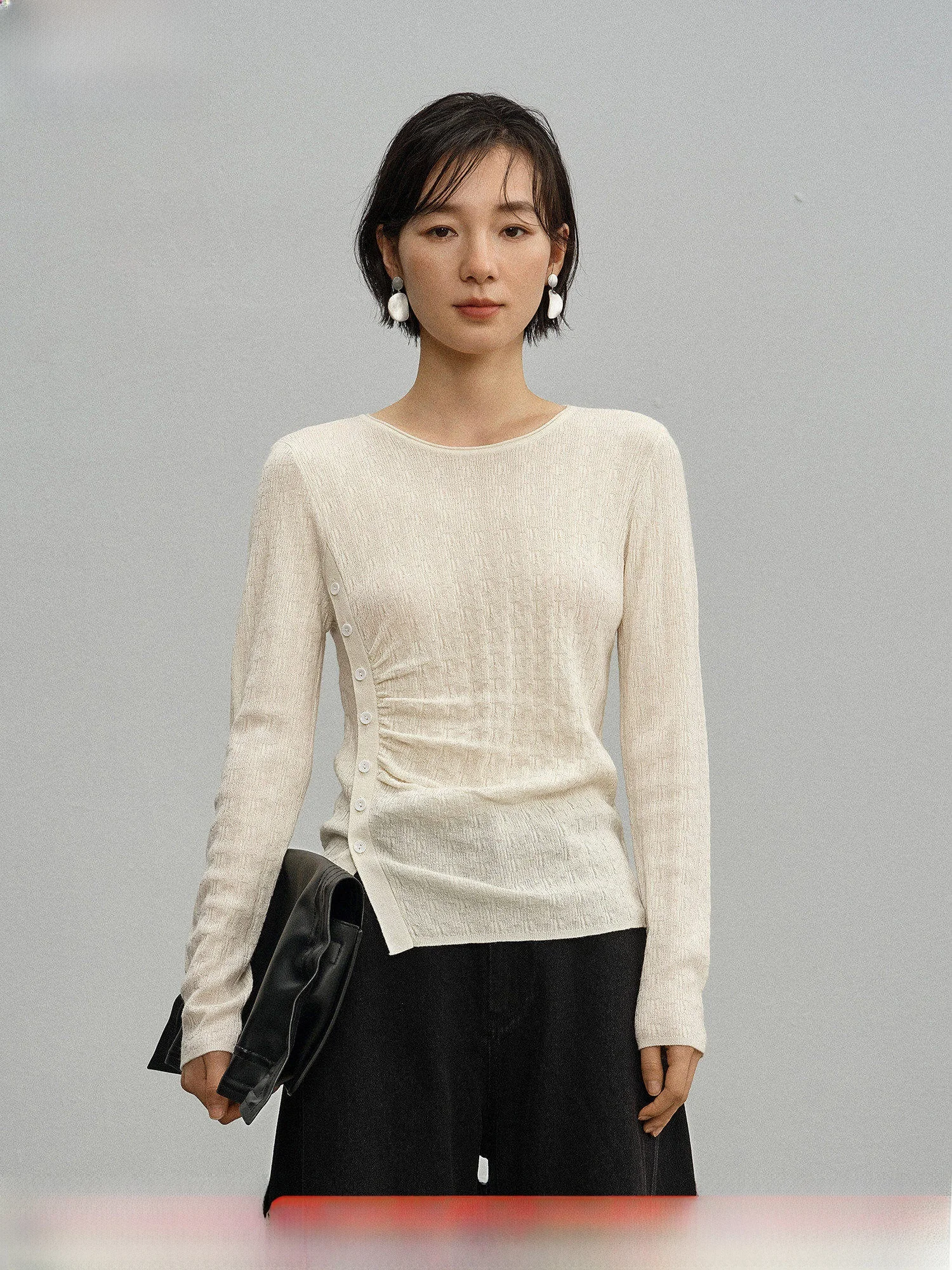 

Comfortable Slow Living Spring 2026 Women's Slim Fit Knitted Long Sve Wool Blend Base Layer Faion Casual Sle Top