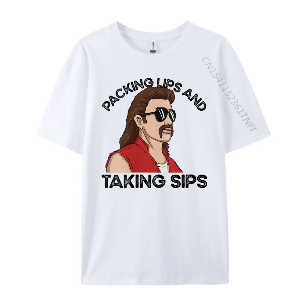 

Womens Packing Lips And Taking Sips Dipping Redneck Mullet Dip Graphic Tee Cotton Meme Tshirt For Man
