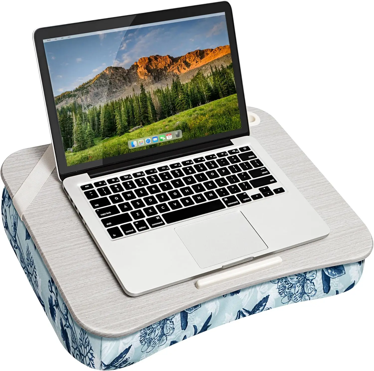 

XL Lap Desk with Phone Holder & Device Ledge, Fits 17.3-Inch Laptops, Portable Blue Blossoms Design