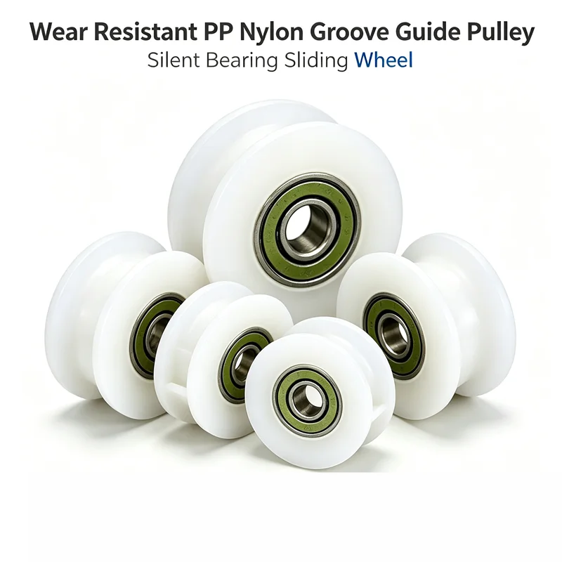 Wear Resistant PP Nylon Groove Guide Pulley Silent Bearing Sliding Wheel U/V/H Type For Wardrobe Cabinet Door Track