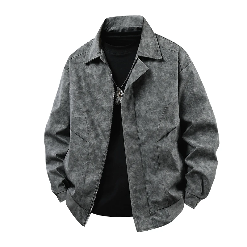 

Мужская модная куртка из искусственной кожи на весну-осень, стильная, с воротником, для активного отдыха, велоспорта, ветрозащитная, дышащая