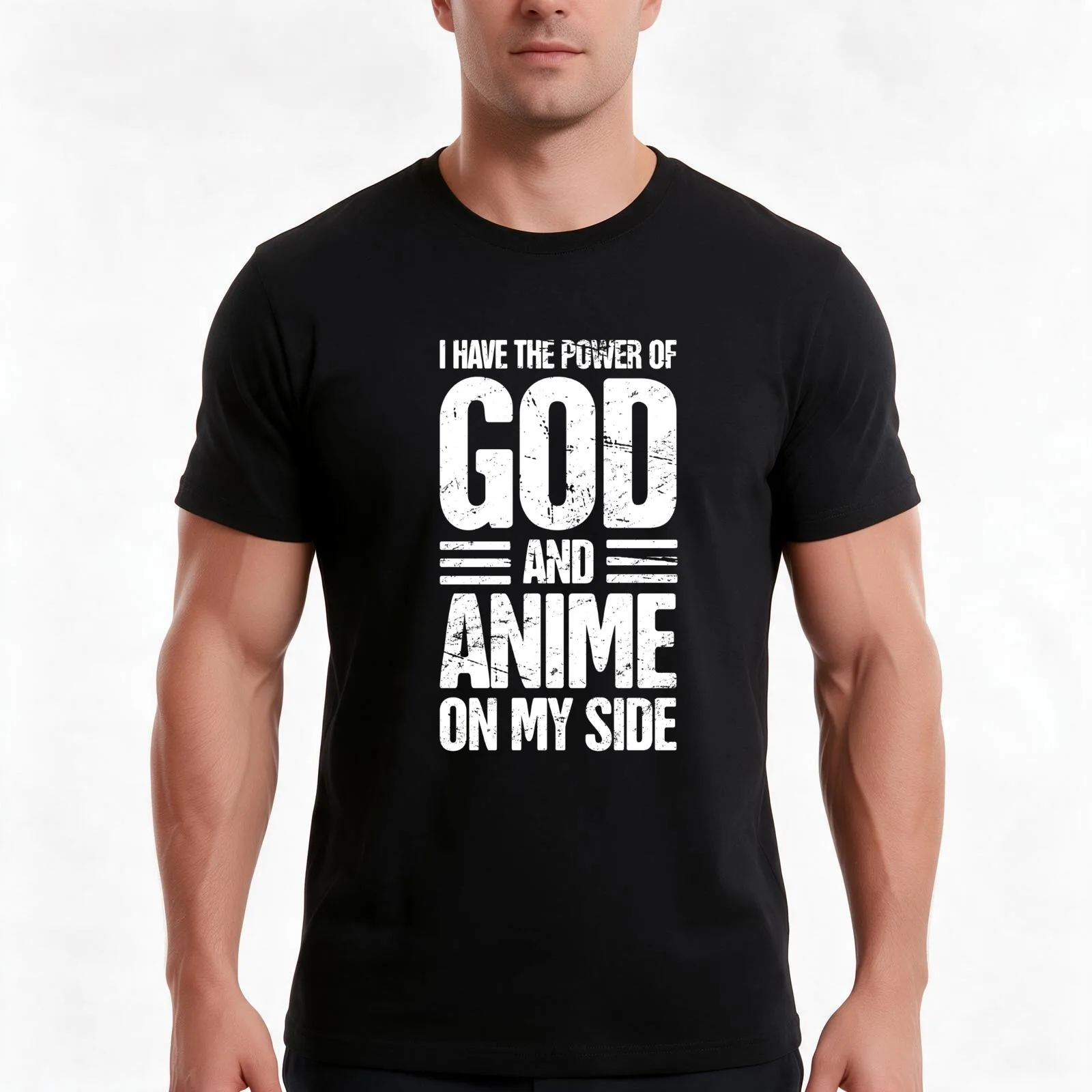 God And Anime - Funny Fedora Neckbeard T-Shirt Summer Casual Cotton Tee Oversized Streetwear Tops Vintage Graphic Print