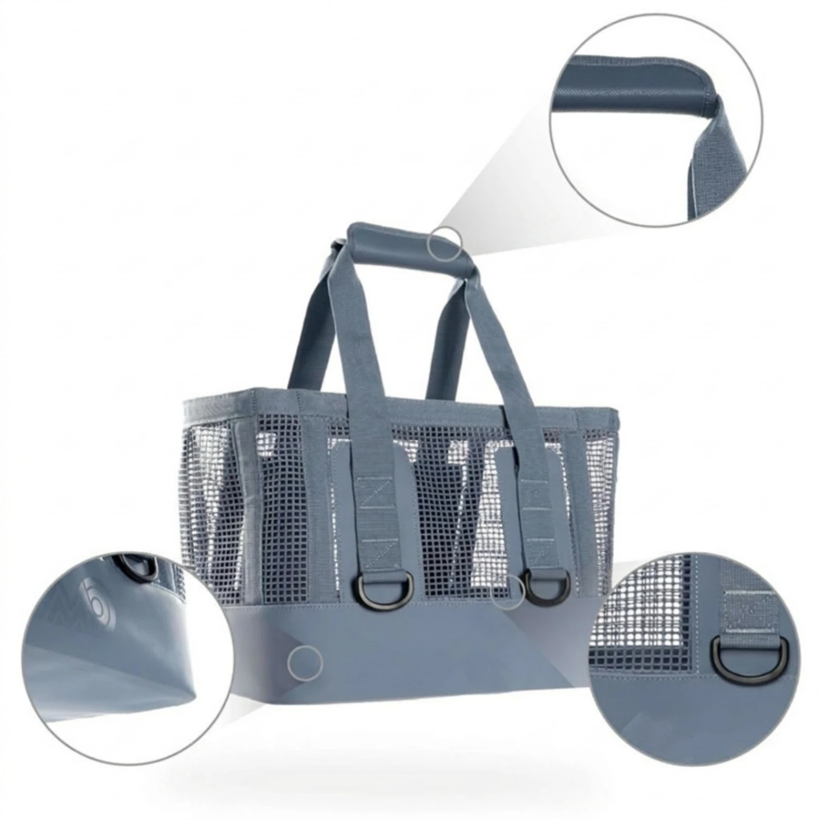 Mesh Tote Bag Quick Drying Gear Bag with D-Rings Water-Resistant Heavy-Duty for Beachgoers, Beach, Pool view 5