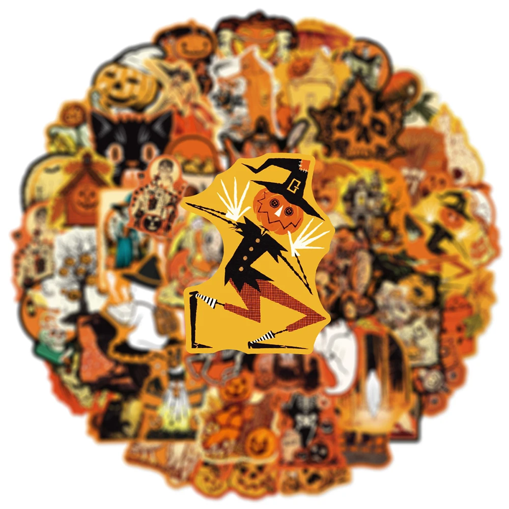 

10/30/50pcs Horror Halloween Ghost Pumpkin Cartoon Stickers Gothic Skull Decals Toy DIY Luggage Notebook Bike Waterproof Sticker