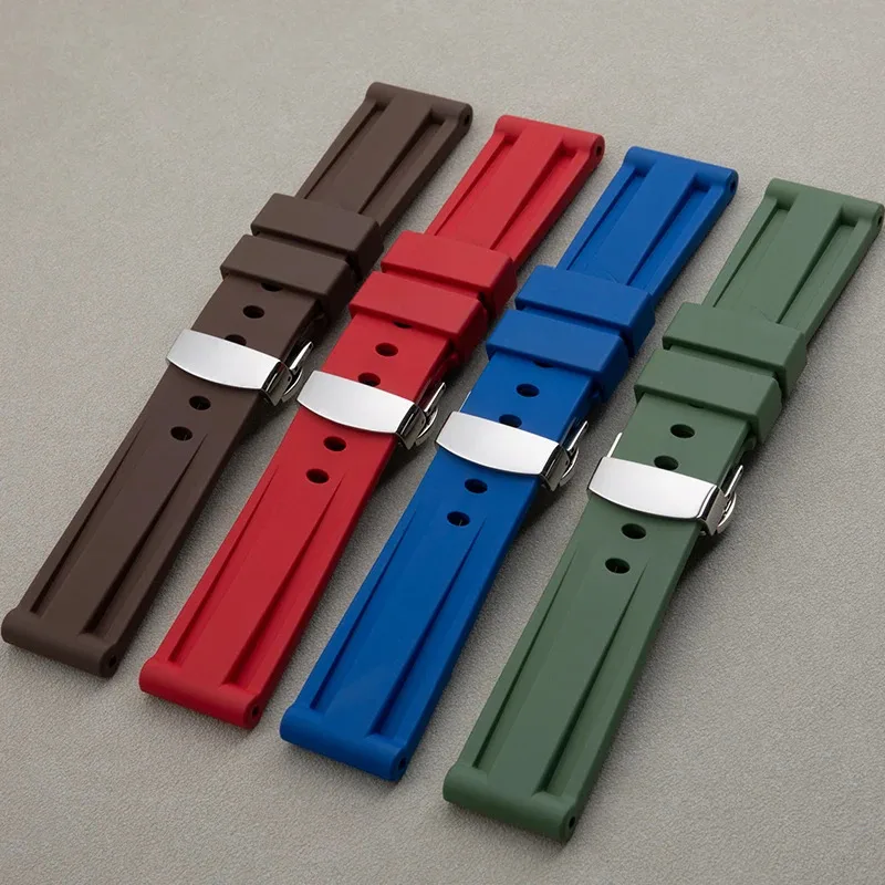 Universal Accessories 22mm 24mm 26mm Quality rubber Rubber Watch Band Watchband For Panerai Strap PAM441/111/312 Wristband
