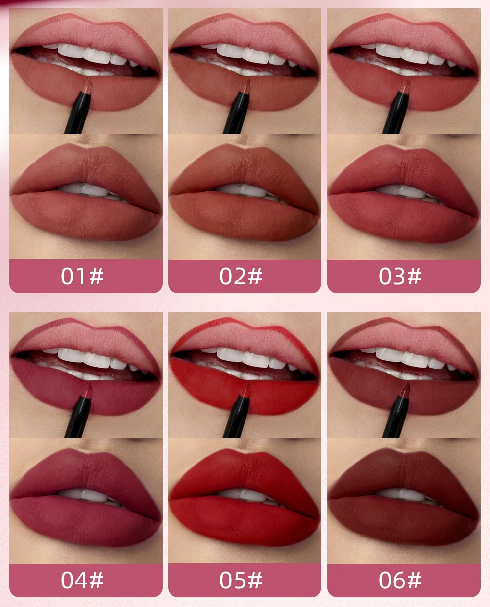 QIBEST Double-end Lip Makeup Lipstick Pencil 2 in 1 Lipgloss & Lip Liner Nude Lipstick Pen Lasting Lip Glaze Gloss Lipliner Pens