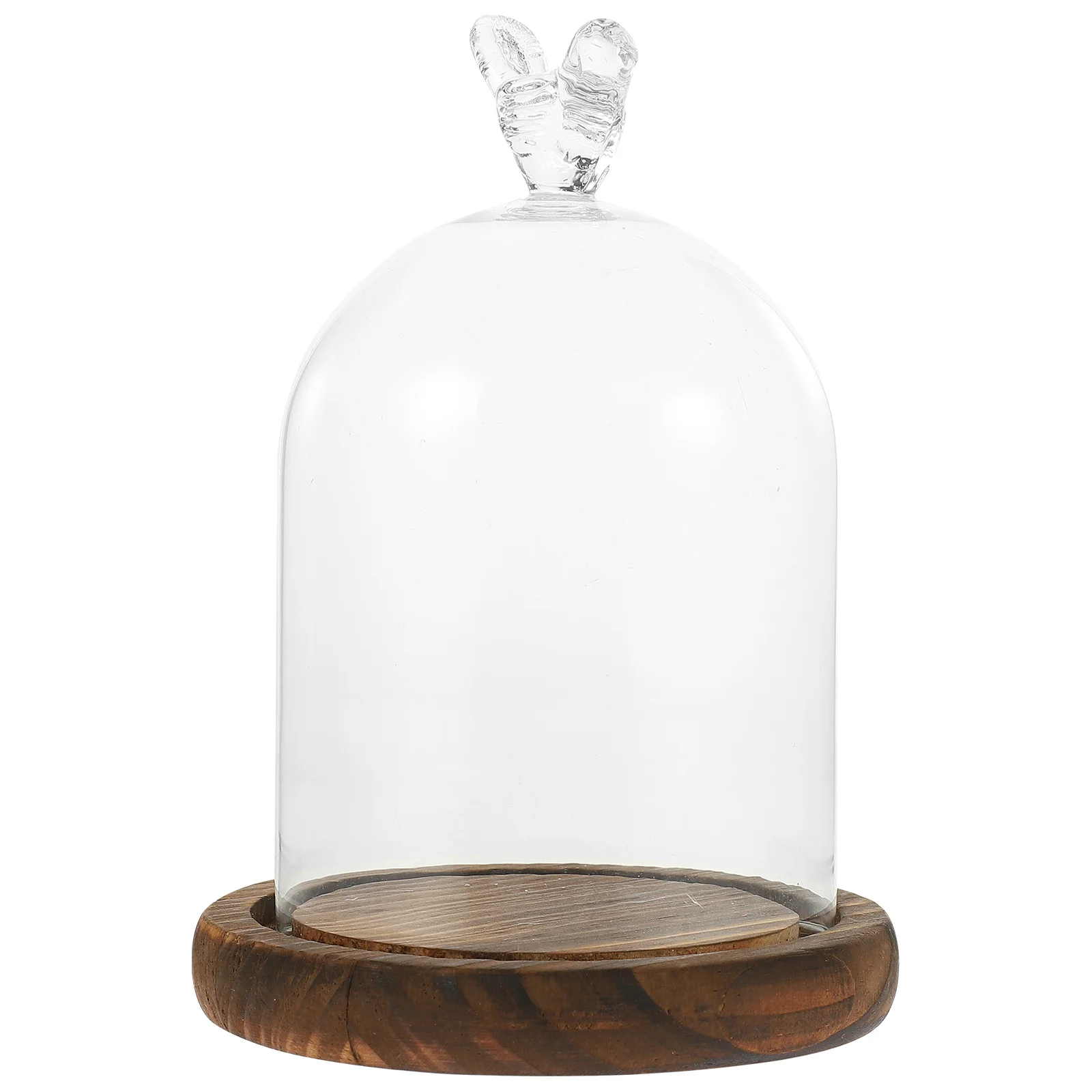 

1pc Eternal Flower Glass Premium Glass Wood Base Sturdy Cake Dessert Cover Hygienic Food Display Home Decor Gift Micro