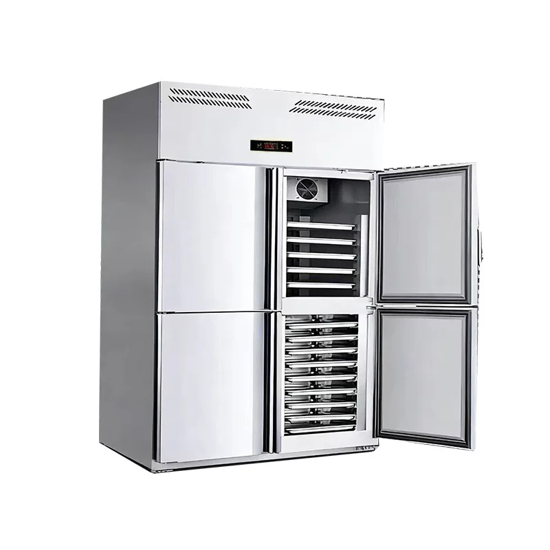 Deluxe Commercial Dual‑Temp Kitchen Cabinet, Plug‑in Tray Air‑Cooled Refrigerator Freezer for Dumpling Bun Fresh Storage