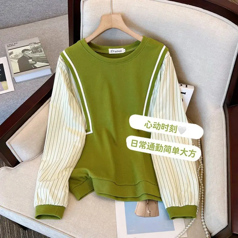 Fashion Design Fake Two piece Top Spring/Autumn Korean Edition Loose Fashion Slimming Top Trendy