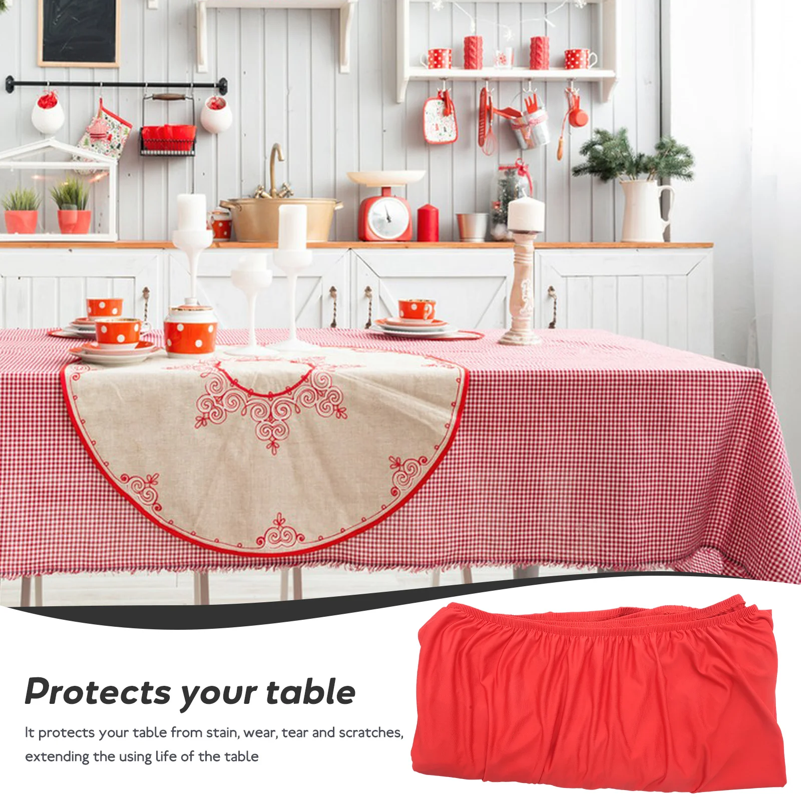 

Picnic Table Cloth Outdoor Table Cover Fitted Tablecloth For Camping Party Home Furniture Protection Durable Milk Fiber