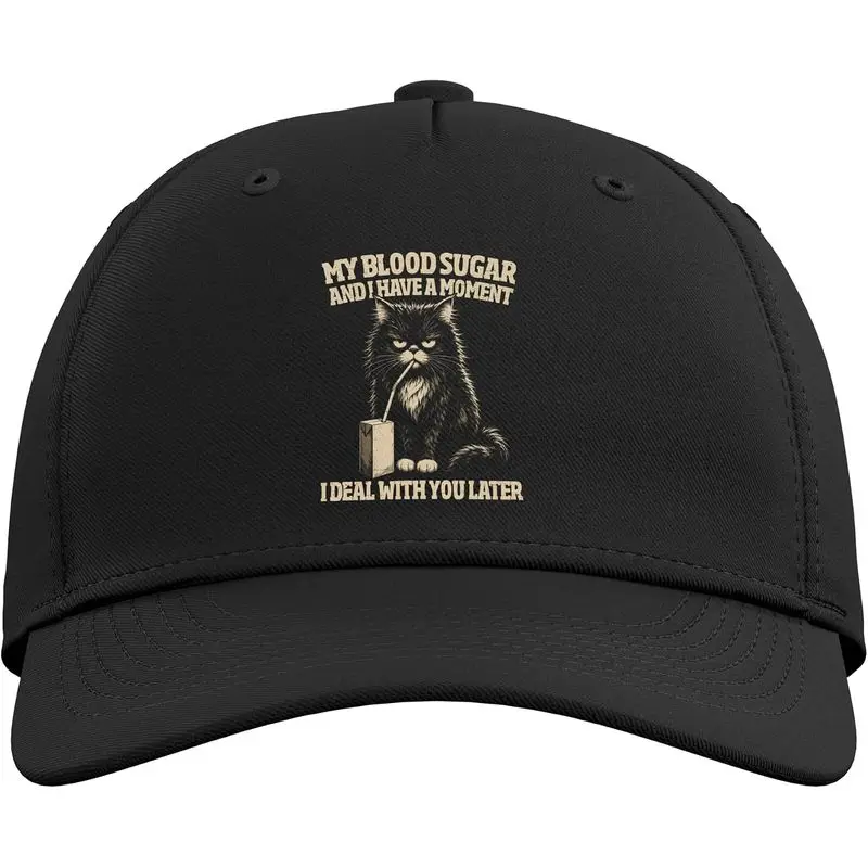 Funny T1D Diabetes Type 1 Cat Low Blood Sugar Adjustable Baseball Hat
