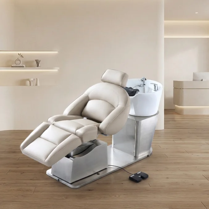 #￥forYicheng Multifunctional Hair Salon Shampoo Bed Electric Lift Rotate Hair Washing Bed Semi-recline Salon Furniture for Sale
