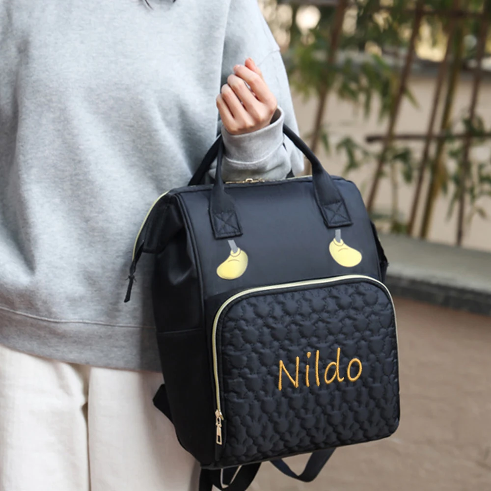 Personalized Name Portable Mommy Bag Outdoor Large Capacity Multi Functional Mother's Backpack Custom Embroidered Women Tote Bag