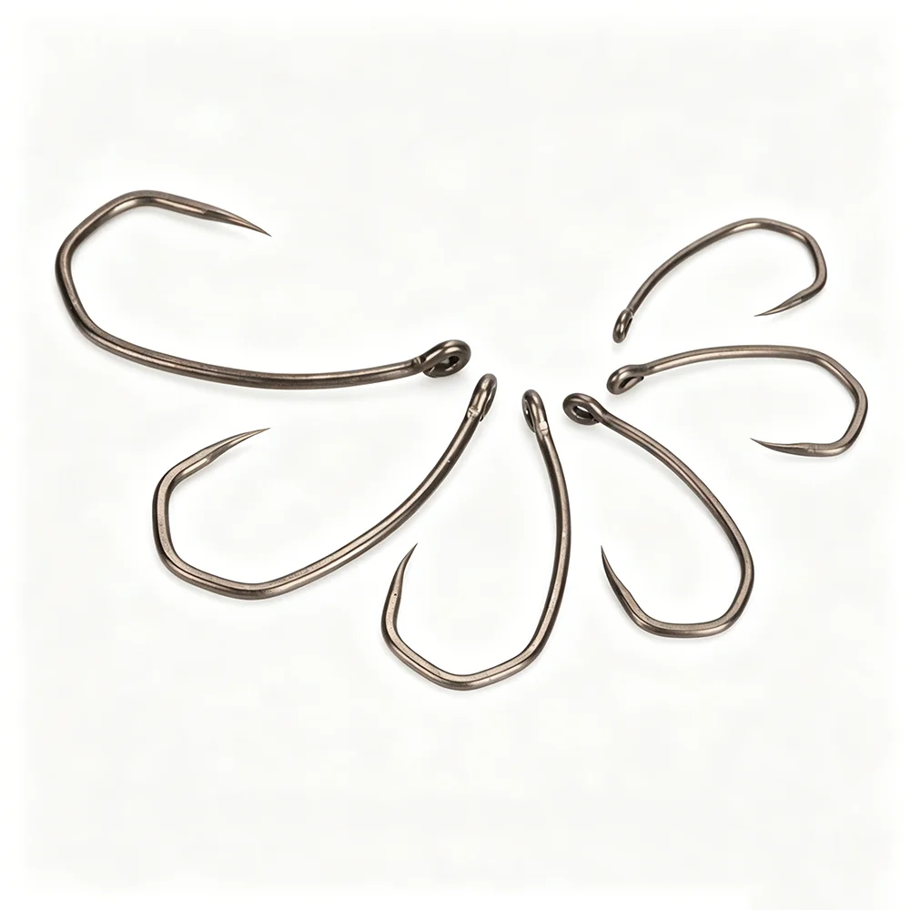 Hirisi 8042 100 Stück PTFE-beschichtete Angelhaken aus Hochkarbon-Edelstahl Rostfrei Scharfe Spitze mit Öse für Angelzubehör – Detail 5