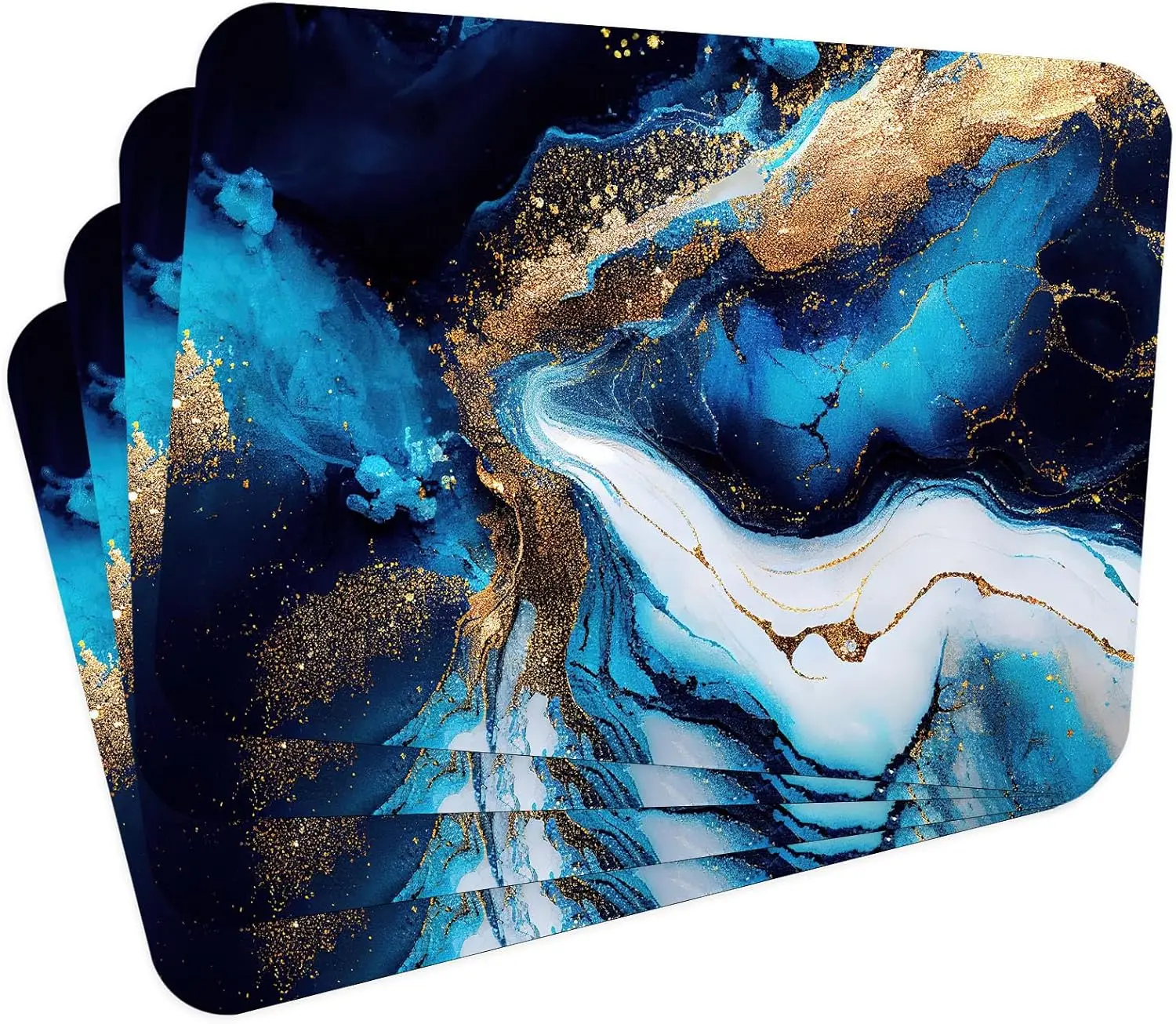 Marble Blue and Gold Flowers placemat for the kitchen  table mat  kitchen decoration accessories  placemats for table