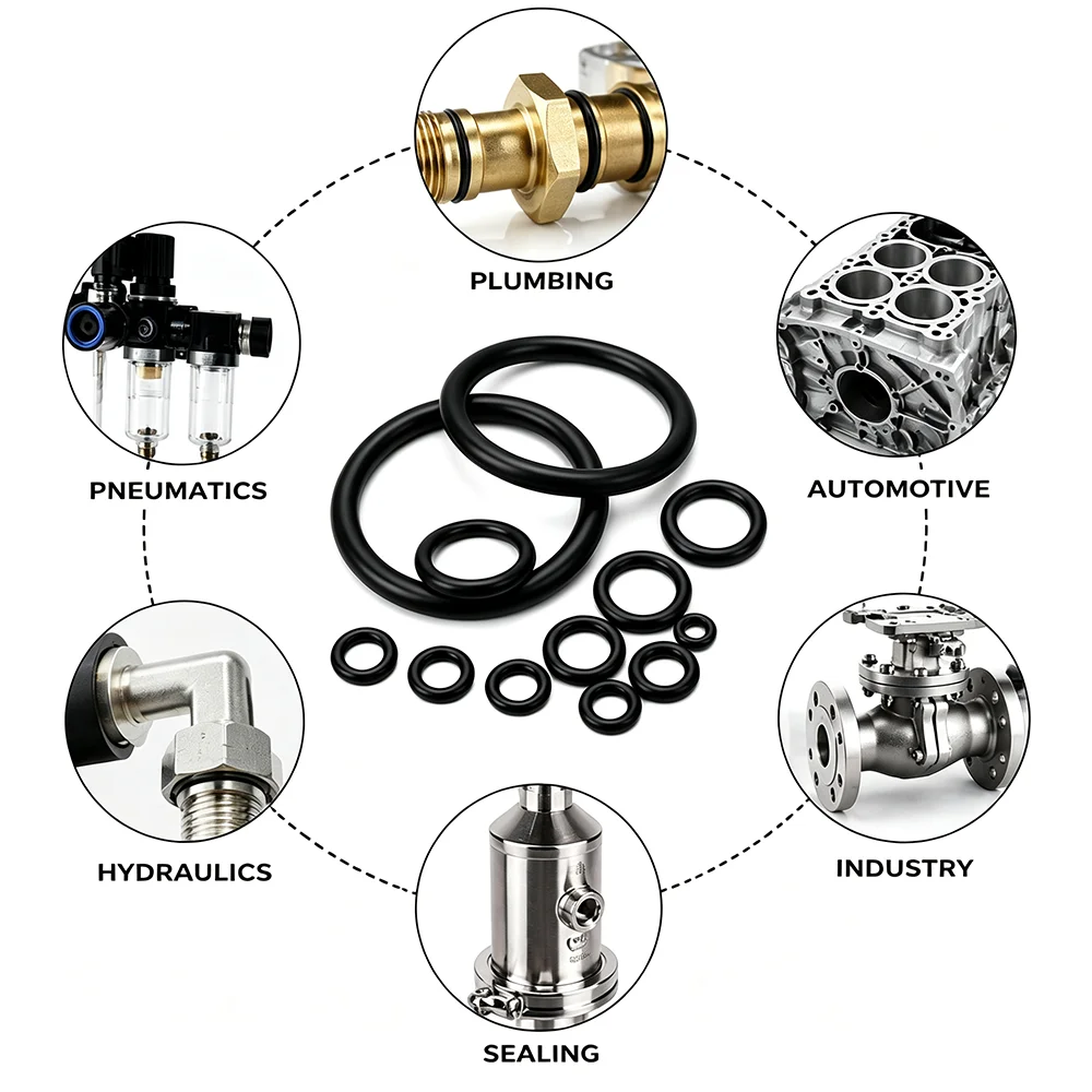 225Pcs O Ring NBR Seal Washer Plumbing Gasket CS1.9mm OD6-30mm Oil resistant/wear-resistant/hydraulic pump valve sealing rubber