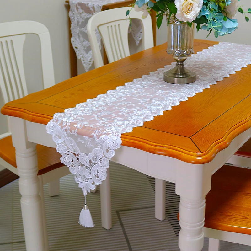 

Europe Rose flower lace Embroidery Table flag Runner cloth cover tablecloth Christmas Wedding Table decoration and accessories