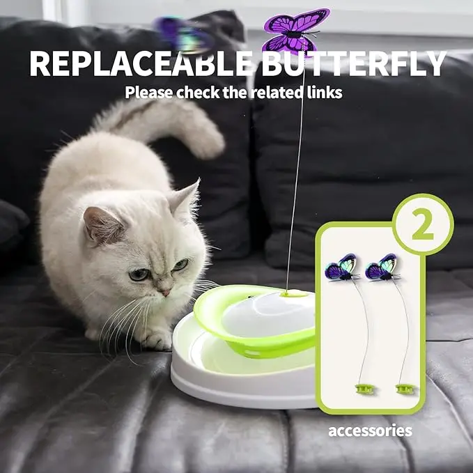 Butterfly Shaped Smart Interactive Cat Movement Toys 360-degree Roll Around Flutter Bug for Pet Playing With Rolling Ball