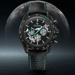 PAGANI DESIGN Moon back Men's Watches Luxury Quartz Watch Men Skeleton Sport Chronograph AR Sapphire glass Wristwatch 2023 New