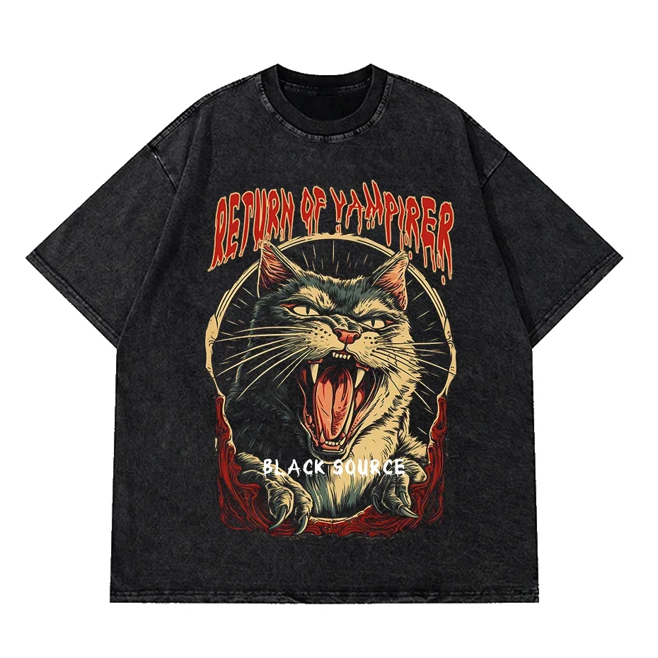 

Футболка The Return Of Vampurr для мужчин и женщин с круглым вырезом, крутые летние стираные футболки из 100% хлопка, уличная одежда с короткими рукавами, модные футболки