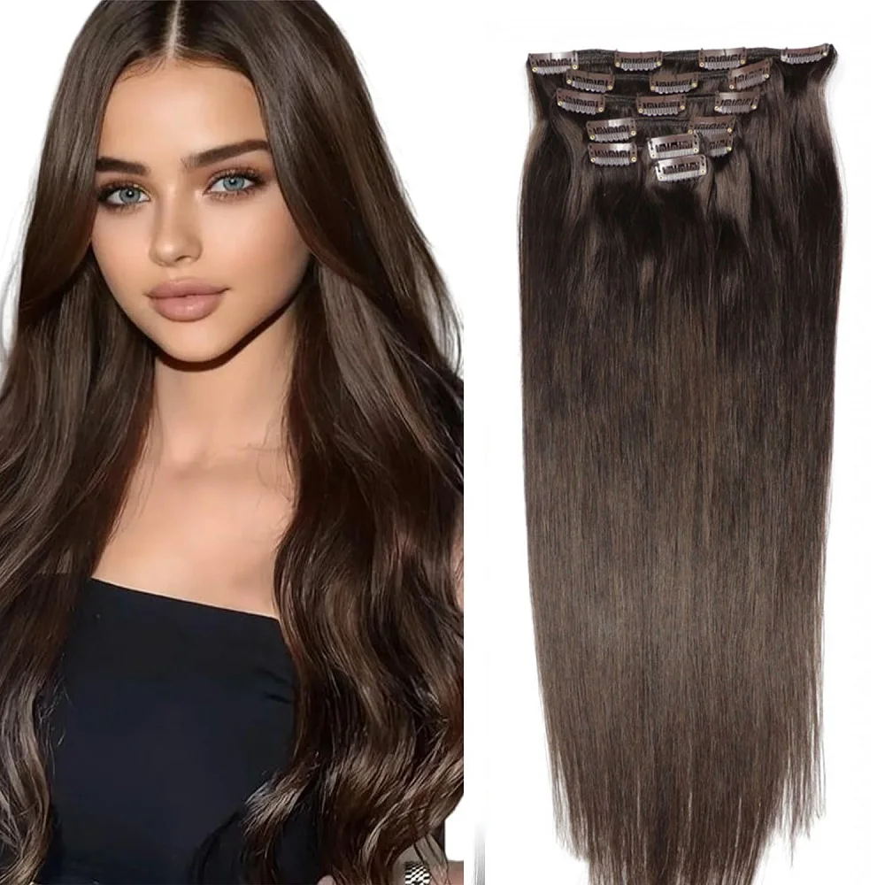 Chocola  Brazilian Remy Clip in Human Hair Extensions 7pcs Set 160g Clip In Human Hair Extensions Natural Straight