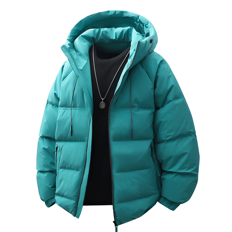 

Casual Solid Color Hooded Duck Down Jacket 2025 Winter Men's Warm Puffer Coat Sports Outwear Windproof Padded Top Parka Clothing