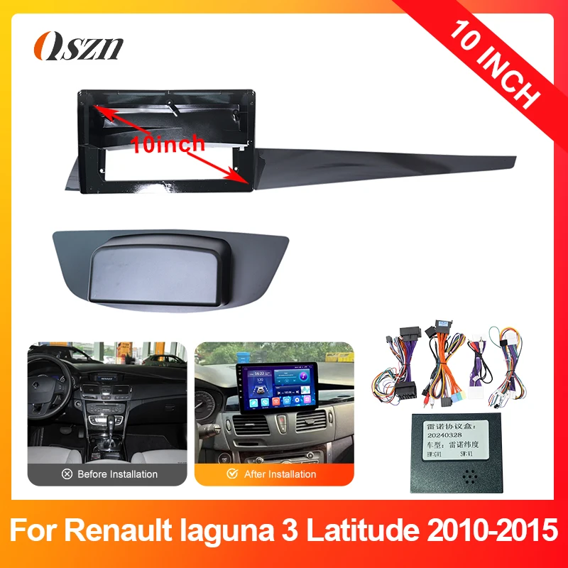 Car Frame Fascia Adapter Canbus Box Decoder Android Radio Dash Fitting Panel Kit For Renault Latitude Laguna 3 2010-2015 10inch