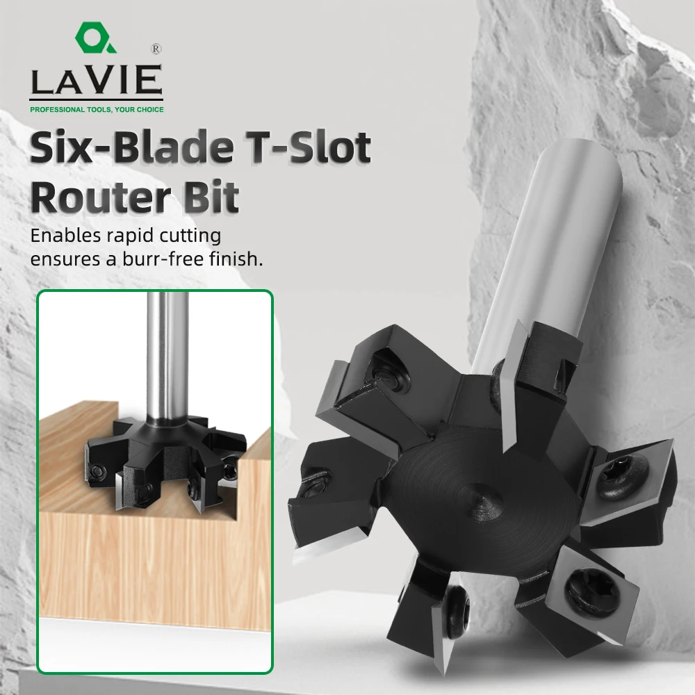 

LAVIE 1/2" Shank 6-Flute Panel Grooving Bit - Cutter For Woodworking X13F51