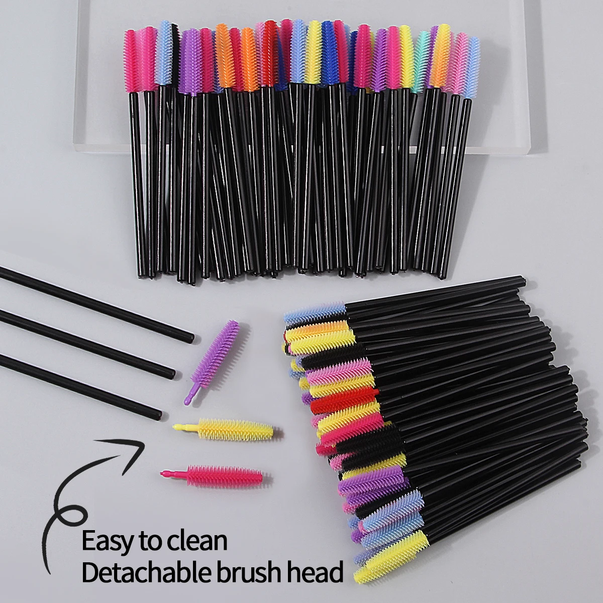50/100PCS colored silicone mascara brush, mini multi-functional eyebrow comb, spiral eyelash curl, mascara brush