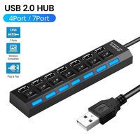 7 Ports 2.0 USB HUB Splitter High Speed Multi Splitter USB Adapter Expander Cable For Desktop PC Laptop Adapter USB Expander Hub