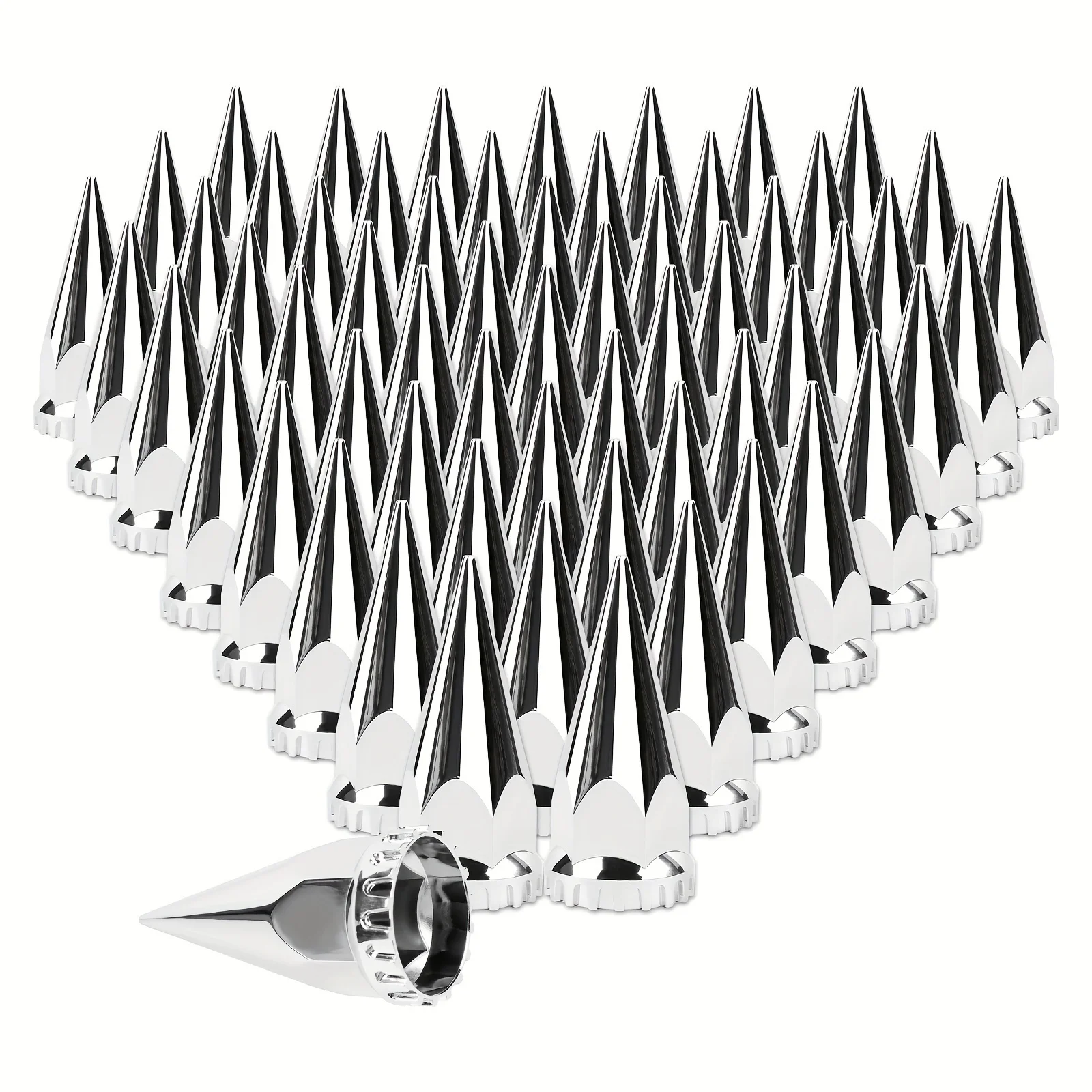 

60PCS 33mm x 4 3/4"Chromed Spike Lug Nuts Covers Thread-On,ABSChrome Plastic Caps Pointed Screw On Lug Nut Cover for Semi Trucks