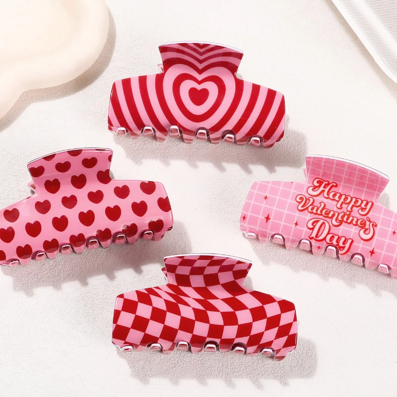 

Valentines Day New Shark Clip Letter Hair Accessories Heart Hairpin Red Gift Set Red Heart Hair Claw Accessories Girlfriend Gift