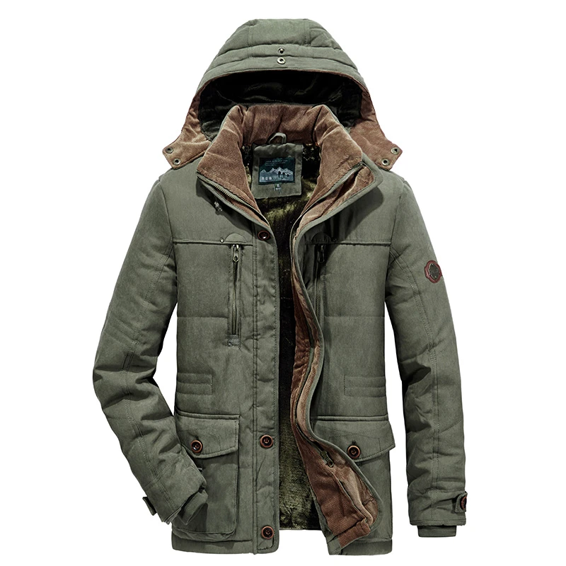 Men Winter New Windproof Hooded Thick Fleece Warm Parka Men Fashion Brand Coat Men Classic Casual Parka Jacket Men Size 6XL