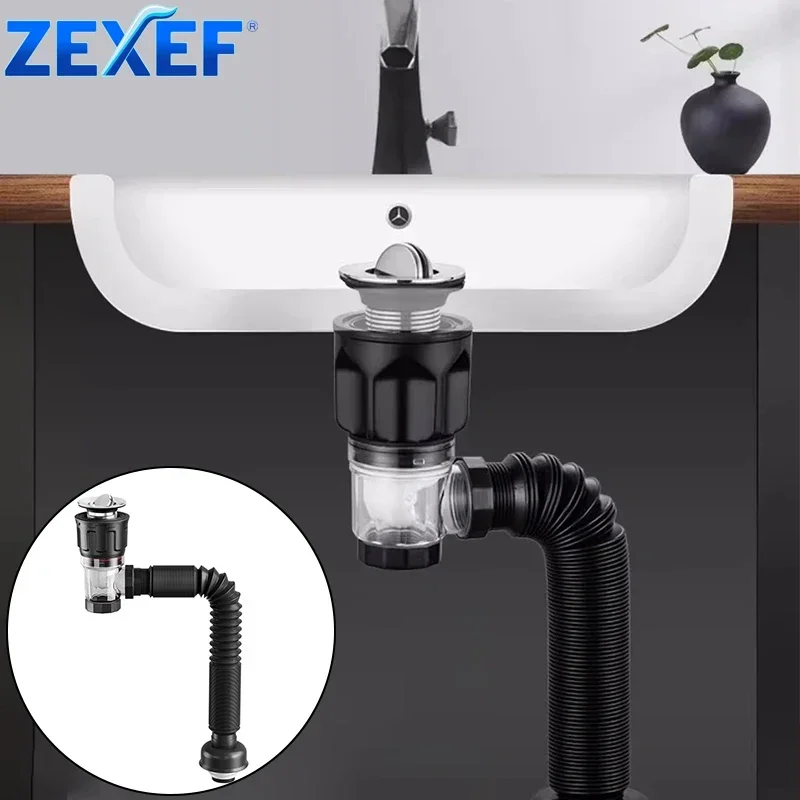 

ZEXEF сливная раковина против запаха, кухонная посуда, гибкий дезодорирующий набор против запаха, флип-выдвижной фильтр для труб, аксессуары для раковины